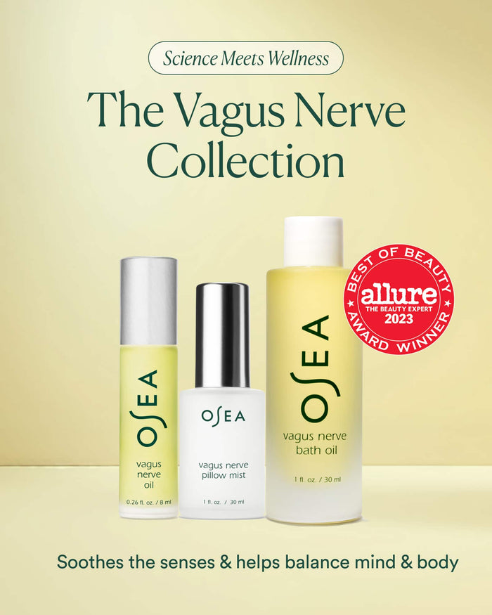 OSEA Vagus Nerve Collection with 'Allure' award on a beige background