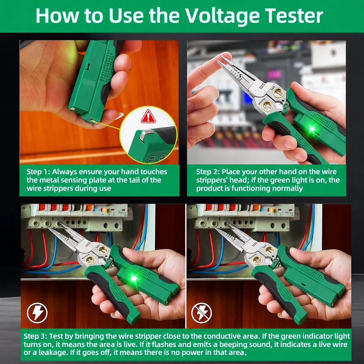 8-in-1 Wire Stripper + Voltage Tester + Dual Alarm + Home DIY & Repairs