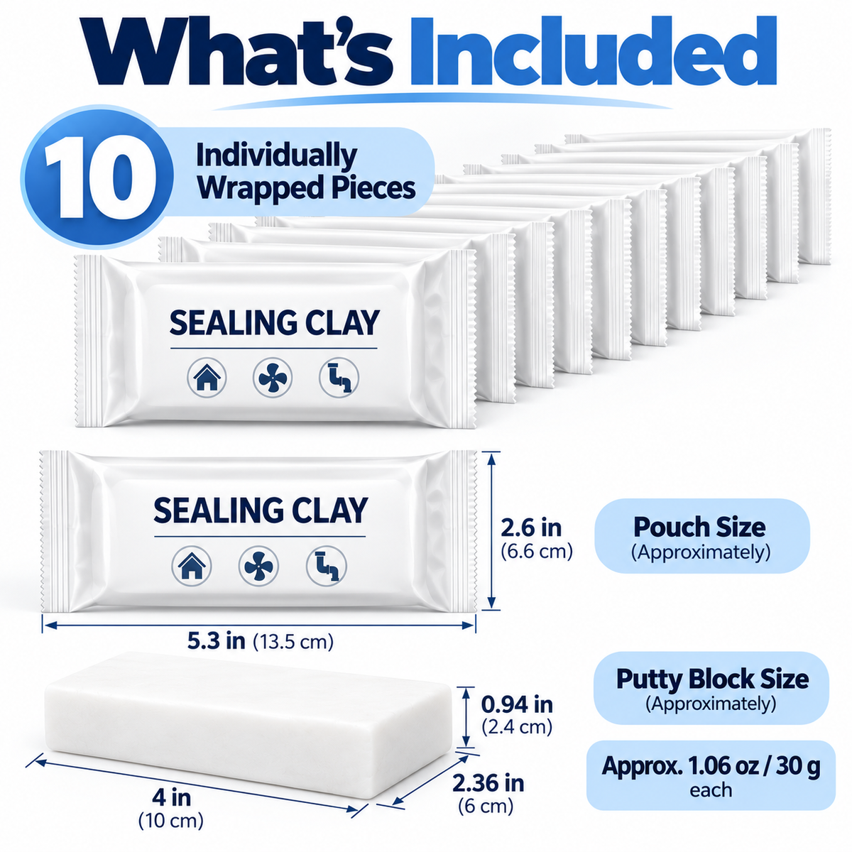 Quick-Fix Eco Waterproof Sealant Clay (10/20 Pcs) – Heavy-Duty Hole & Wall Repair Putty