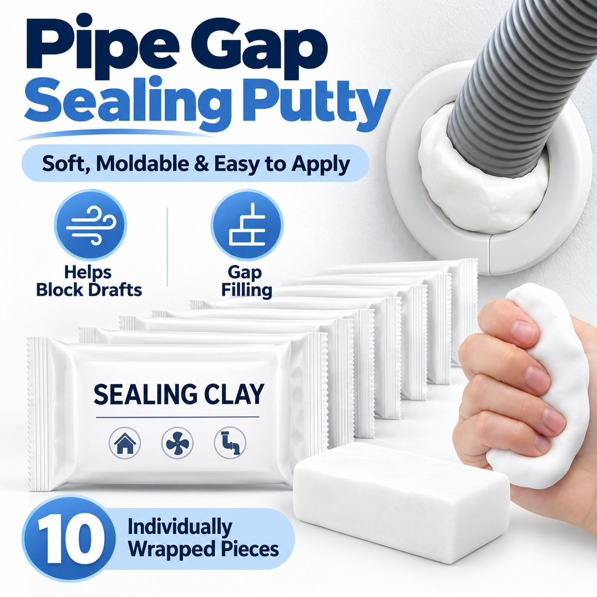 Quick-Fix Eco Waterproof Sealant Clay (10/20 Pcs) – Heavy-Duty Hole & Wall Repair Putty