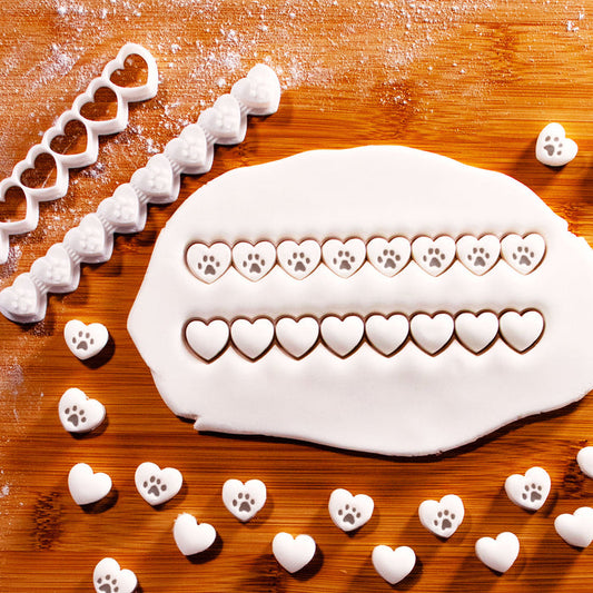8-at-Once Heart with Paw Print Training Treat Cutter with Pusher
