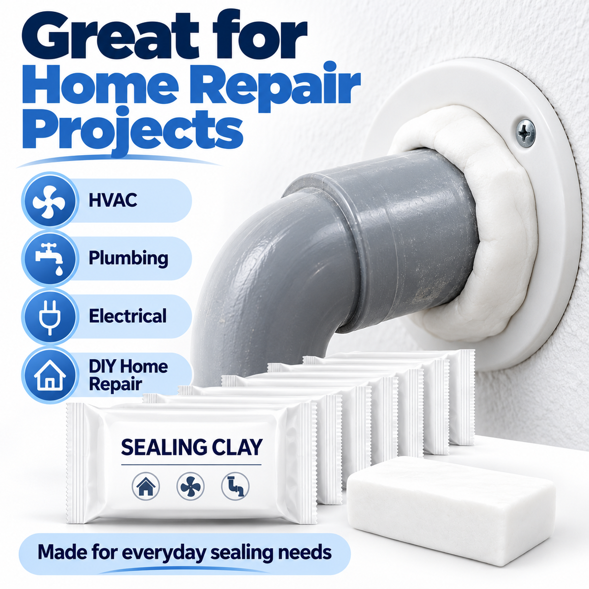 Quick-Fix Eco Waterproof Sealant Clay (10/20 Pcs) – Heavy-Duty Hole & Wall Repair Putty