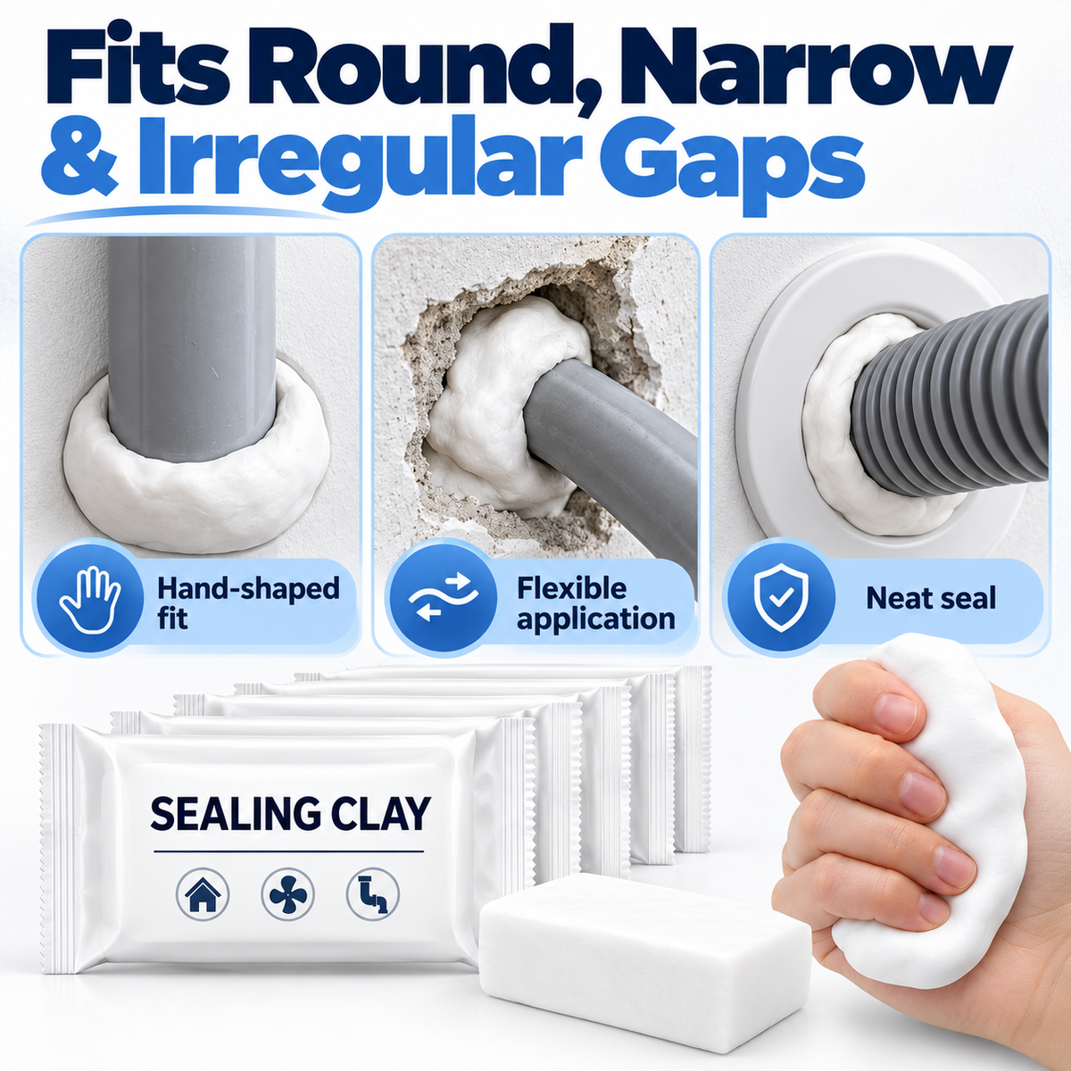 Quick-Fix Eco Waterproof Sealant Clay (10/20 Pcs) – Heavy-Duty Hole & Wall Repair Putty