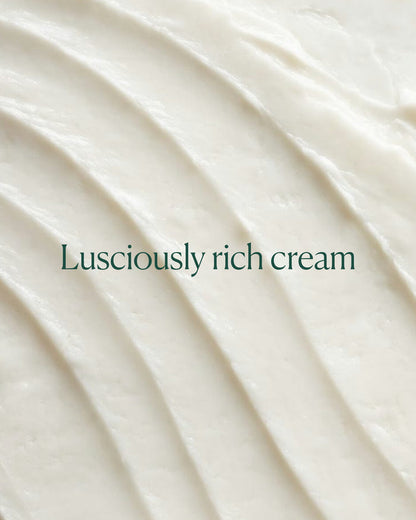 Close-up of rich, nourishing cream texture emphasizing ultra-hydrating formula