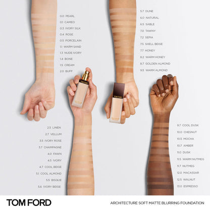 An arm swatch of Tom Ford Architecture Soft Matte Blurring Foundation variant: Champagne