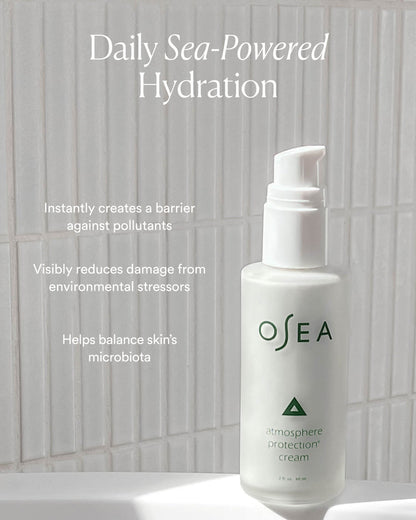 Atmosphere Protection® Cream lifestyle image highlighting daily sea-powered hydration and protection against environmental stressors