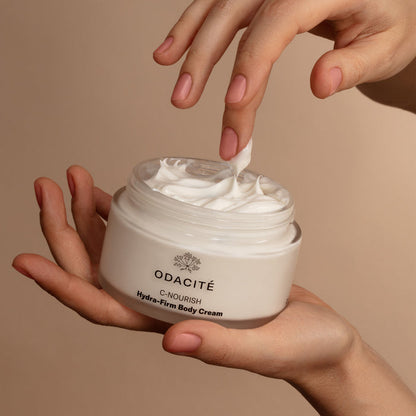 Lifestyle image of Odacité C-Nourish Hydra-Firm Body Cream