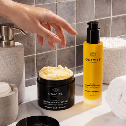 Lifestyle image of Odacité C-Smooth Hydra-Firm Body Polish