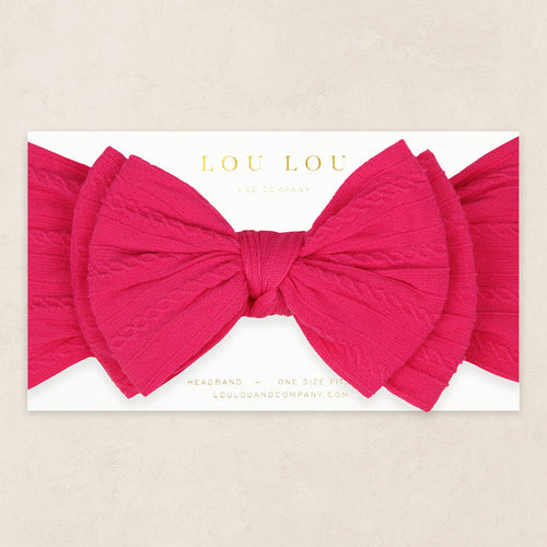 Cable Knit Headband - Hot Pink