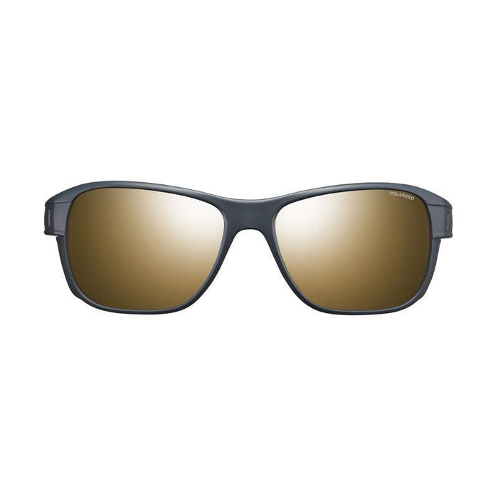 Front view of Julbo USA Camino Lenses & Parts with gold-tinted polarized lenses and sleek black temple arms against a white background. #color_camino-spectron-3-polarized-lens-brown