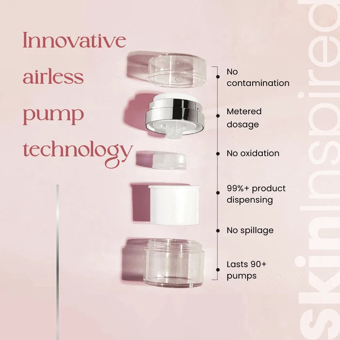 Innovative airless pump packaging of SkinInspired ceramide cream for hygienic and precise dispensing