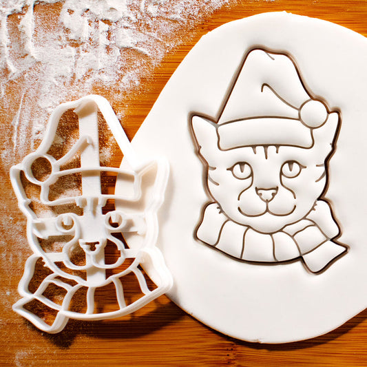 Christmas Cat Head Cookie Cutter