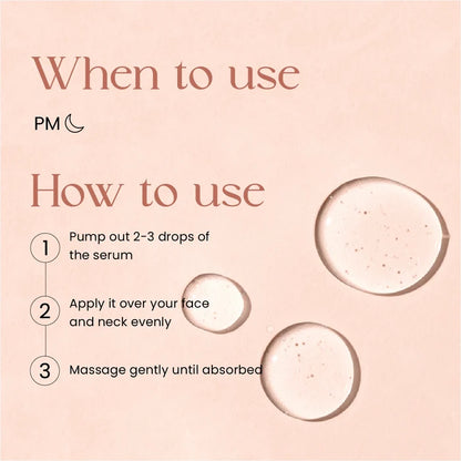 How to use SkinInspired AHA BHA PHA serum at night by applying 2–3 drops evenly on face and neck