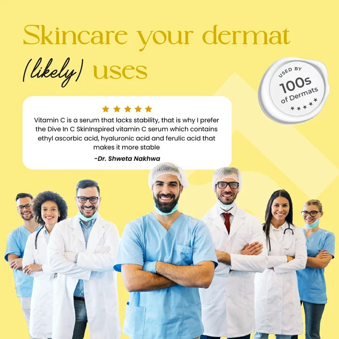 SkinInspired Vitamin C serum trusted by dermatologists and skincare experts for daily radiance care