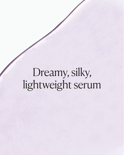 Dream Night Serum silky lavender texture showcasing lightweight, fast-absorbing formula