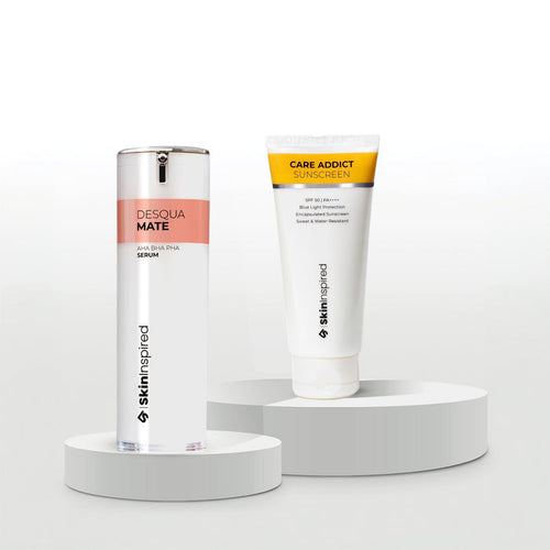 Skininspired Skincare Combo of Care Addict Sunscreen with Desqua Mate AHA BHA PHA Serum