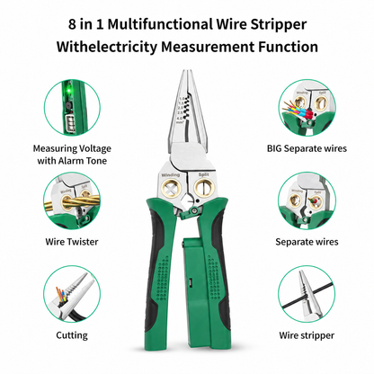 8-in-1 Wire Stripper + Voltage Tester + Dual Alarm + Home DIY & Repairs