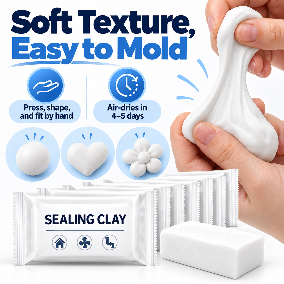 Quick-Fix Eco Waterproof Sealant Clay (10/20 Pcs) – Heavy-Duty Hole & Wall Repair Putty