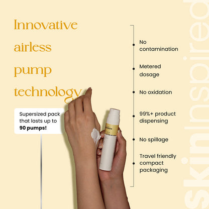 SkinInspired Total Care Gel-Based Sunscreen is housed in advanced airless packaging to prevent oxidation and maintain product potency.