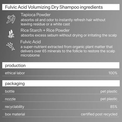 Information related to Act+Acre Fulvic Acid Volumizing Dry Shampoo
