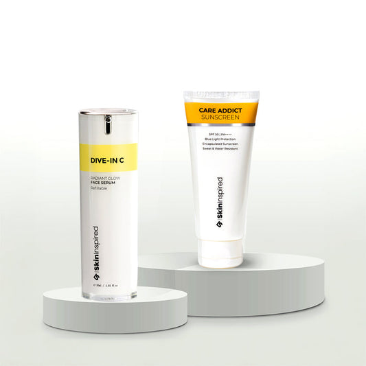 Skininspired Skincare Sunscreen of Care Addict Sunscreen and Dive-In C Face Serum