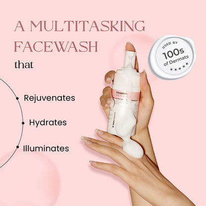 Skininspired multitasking foaming face wash that rejuvenates , hydrates , illuminates.