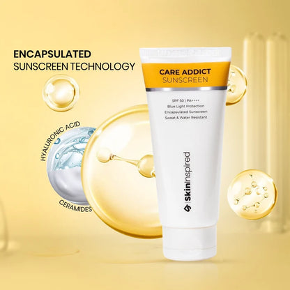 Care Addict Sunscreen tube with encapsulated sunscreen technology