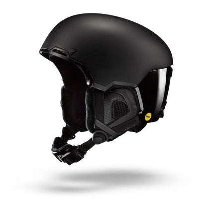 Julbo Eyewear’s Hyperion - MIPS helmet, shown on a white background, offers ear protection, an adjustable chin strap, and yellow MIPS technology label—ideal for ski or snowboard freeride adventures.