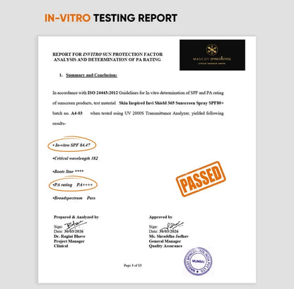 Invishield Body Sunscreen Spray IN-ViTRO Testing Report