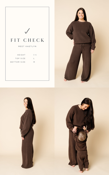 Knit Women's Chunky Wide Leg Pant - Black