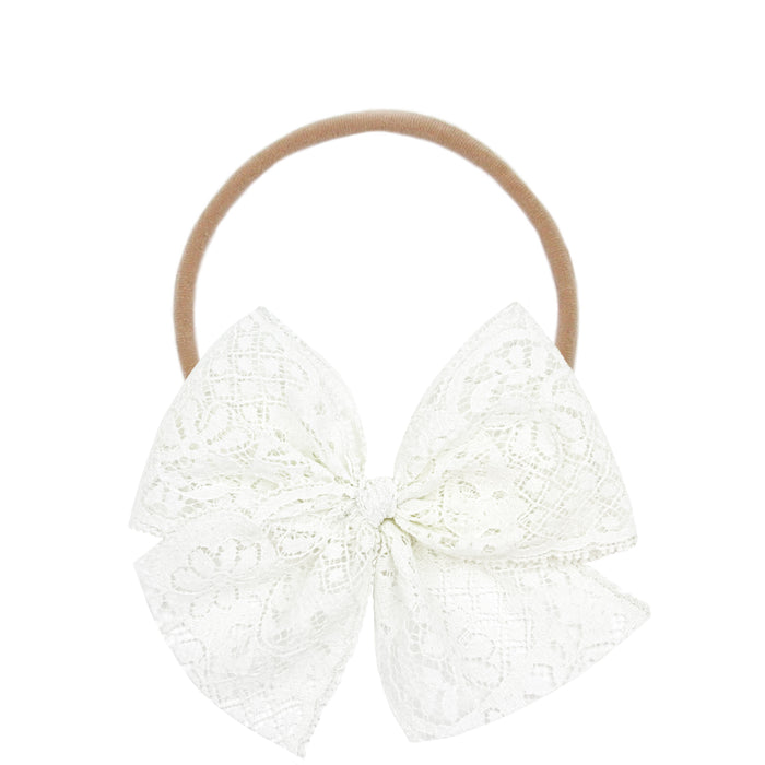 Lace Bow - Dove Headband