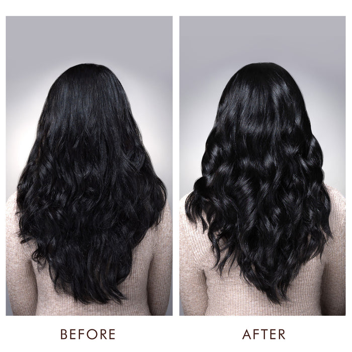 Before and after results of using Moroccanoil Luminous Hairspray Extra Strong