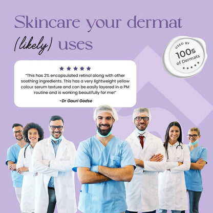 Dermatologist recommended SkinInspired Night Knight retinol serum with 2 percent encapsulated retinol