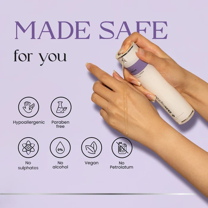 SkinInspired retinol serum made safe, hypoallergenic, paraben free, alcohol free, sulphate free and vegan