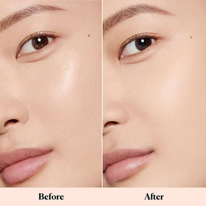 Before and after results of using Laura Mercier Rose Translucent Loose Setting Powder Mini