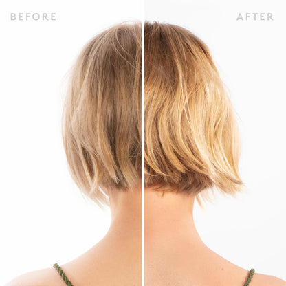 Before and after results of using Virtue Scalp Remedy Conditioner for Scalp and Hair Health