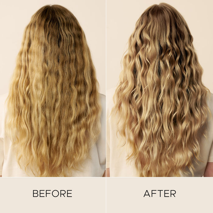Before and after results of using Christophe Robin Shade Variation Mask Baby Blonde