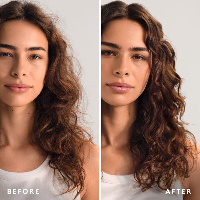 Before and after results of using Virtue Strength & Shield Leave-in Conditioner