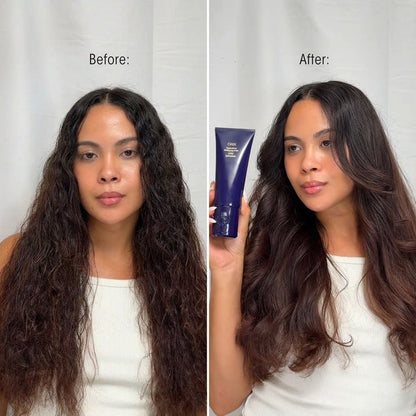 Before and after results of using Oribe Supershine Moisturizing Leave-In Hair Cream for Dry Hair