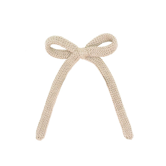 Sweater Bow - Tan Knit Sash Clip