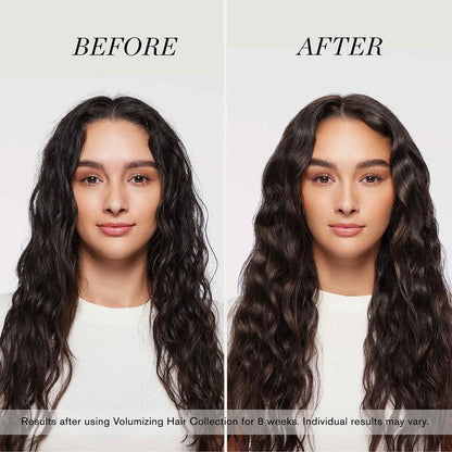 Before and after results of using RevitaLash Thickening Shampoo