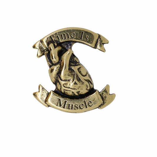 Time is Muscle Heart Attack Awareness Gold Lapel Pin | lapelpinplanet