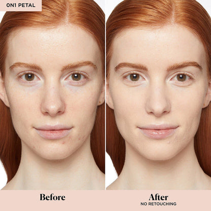 Before and after results of using Laura Mercier Tinted Moisturizer Oil Free Broad Spectrum SPF 20 variant: Petal
