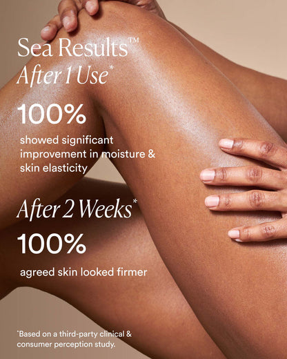 Undaria Algae Body Oil applied to skin to showcase radiant, hydrated glow