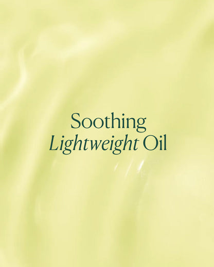 Texture shot with “Soothing Lightweight Oil” text overlay