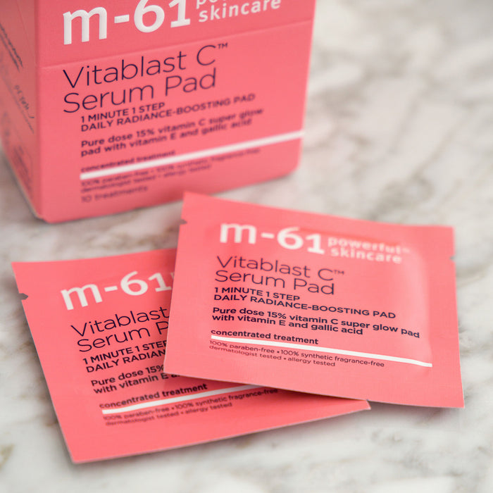Lifestyle image of M-61 Vitablast C Serum Pad variant: 30 treatments