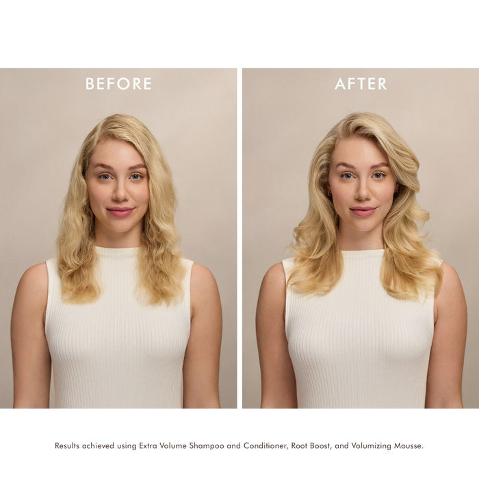 Before and after results of using Moroccanoil Volumizing Mousse