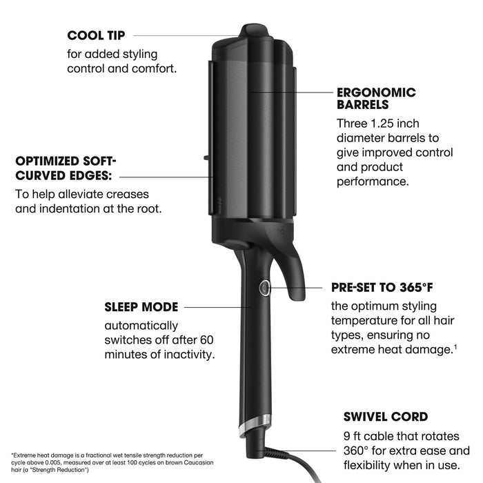 Image of an open GHD Wave Triple Barrel Waver