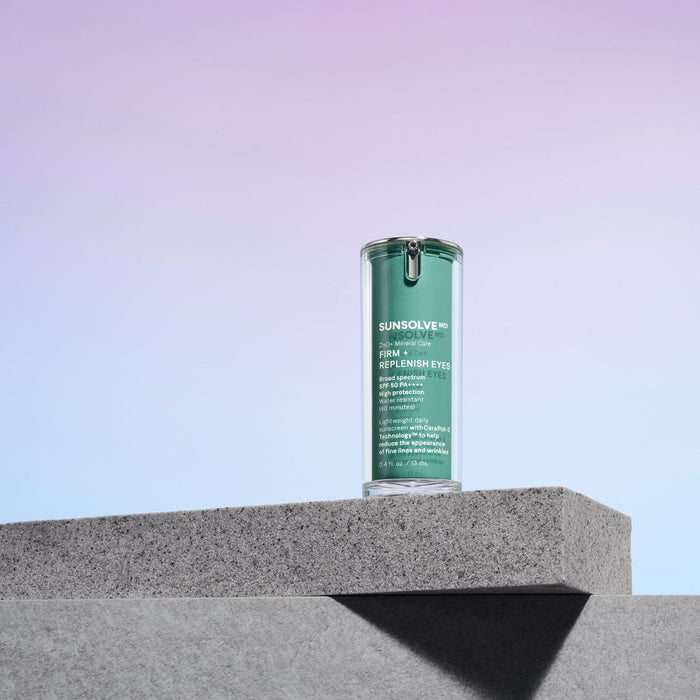 Lifestyle image of SunsolveMD ZnO+ Mineral Care Firm + Replenish Eyes SPF 50